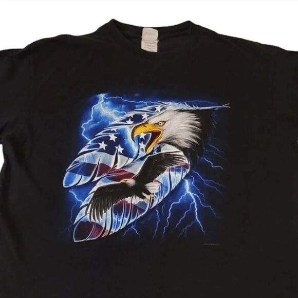 Vintage Y2K Uncle Jerry's T's American Eagle Feather Lightning Bolt Tshirt - Picture 3 of 8
